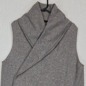 Raffi Luxury Yak Wool Blend Longline Shawl Collar Vest Cardigan M/L Gray